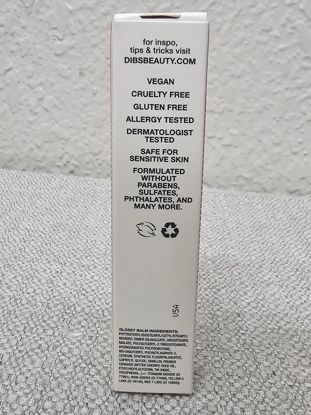 DIBS Beauty Go To Glossy Balm “Rock Candy” Pink Hydrating Lip Balm Gloss Vegan